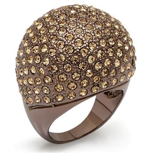 LO1652 - Chocolate Gold Brass Ring with Top Grade Crystal in Citrine Yellow - Grocery