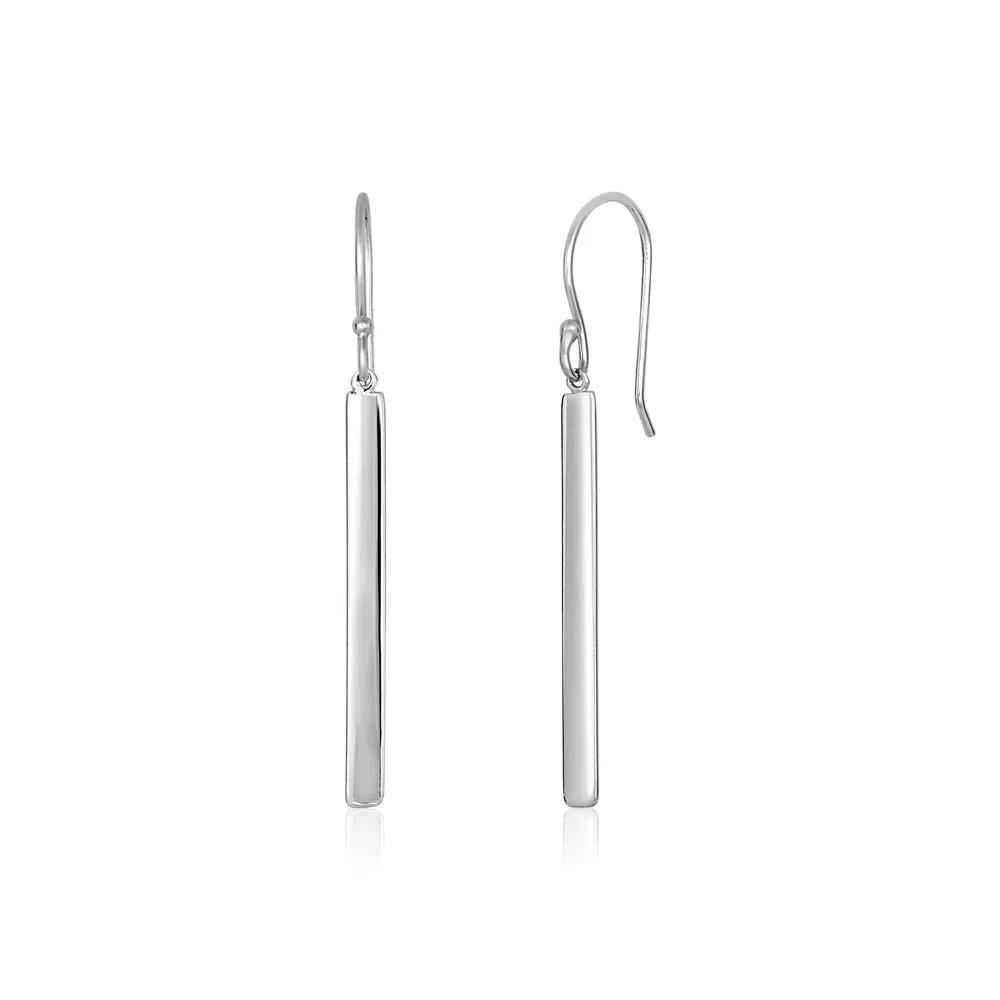 Sterling Silver Polished Bar Earrings - Grocery