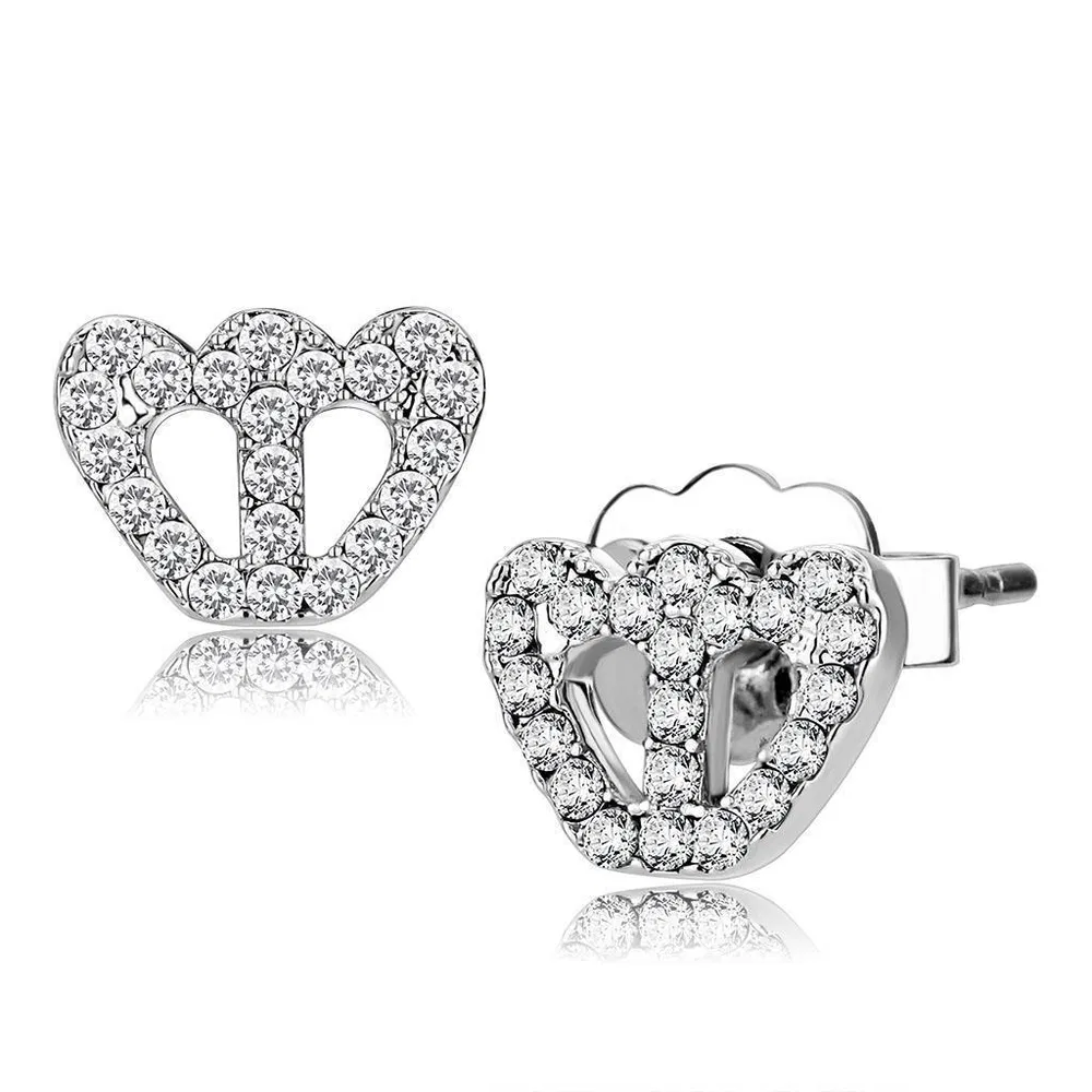 LO4673 - Rhodium Brass Earrings with Top Grade Crystal in Clear - Grocery
