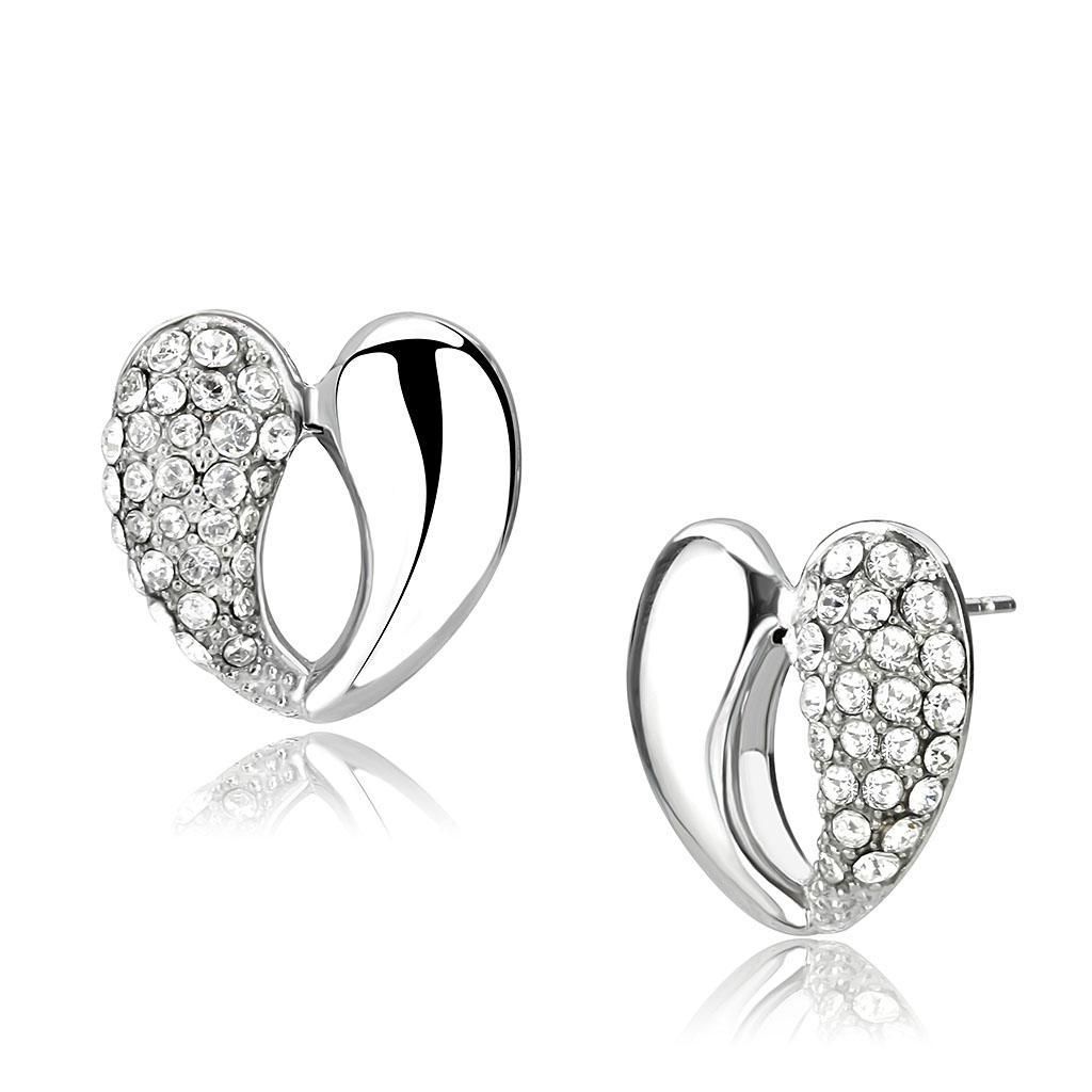 TK3653 - High polished (no plating) Stainless Steel Earrings with Top Grade Crystal in Clear - Grocery