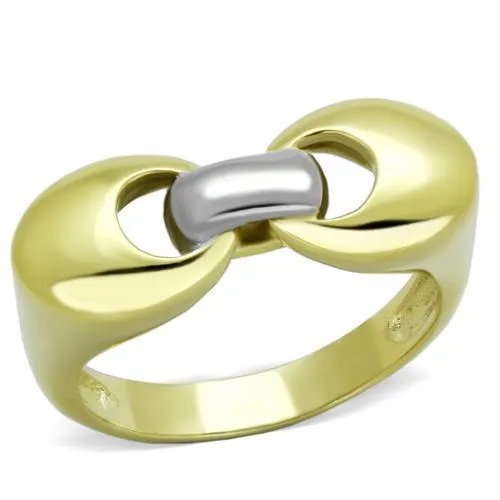 TK1915 - Two-Tone IP Gold (Ion Plating) Stainless Steel Ring with No Stone - Grocery