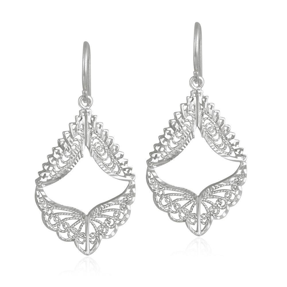 Sterling Silver Filigree Angel Wings Earrings - Grocery