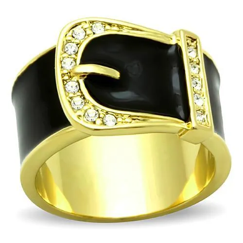 TK1396 - IP Gold(Ion Plating) Stainless Steel Ring with Top Grade Crystal in Clear - Grocery