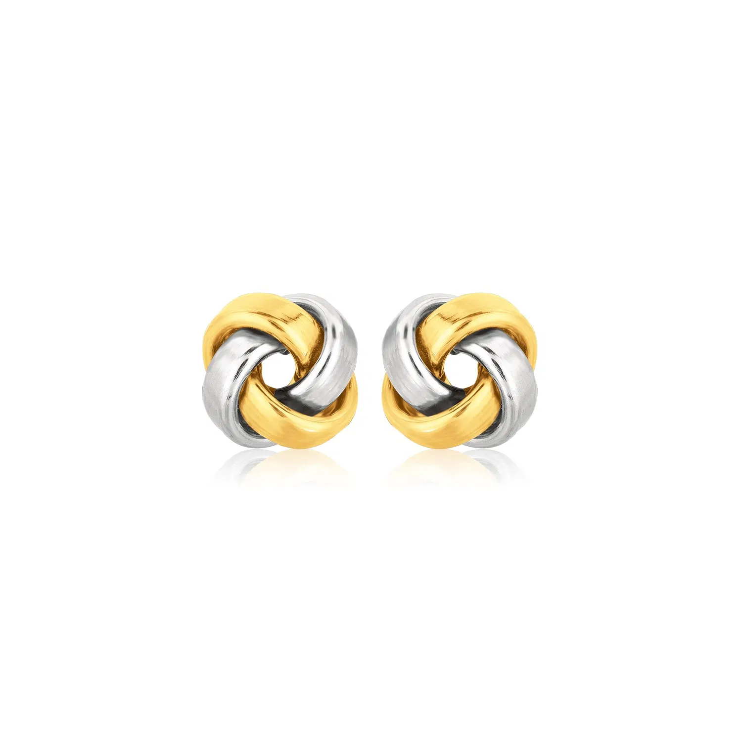 14k Two Tone Gold Square Love Knot Stud Earrings - Grocery