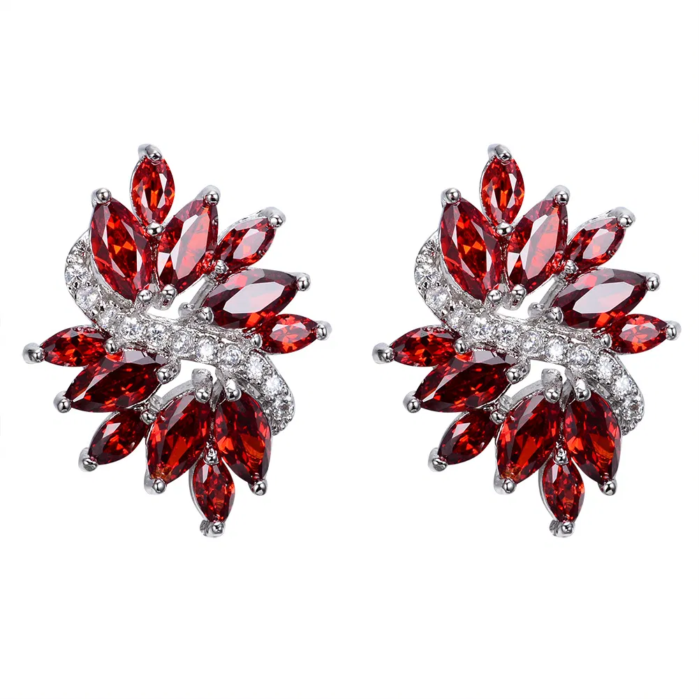 1pair Purple Zircon Stitch Composite Classic Elegant Floral Earrings Women's Earrings - Grocery