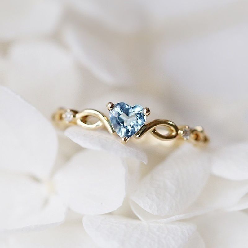 Anniversary Engagement Ring Love Heart Shape Synthetic Gemstones Gorgeous Ring Wedding Ring For Women Valentine's Day Gift - Grocery