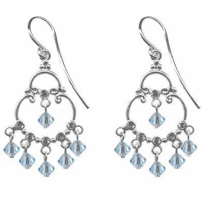 Sterling Silver Aqua Swarovski Elements Chandelier Earrings - Grocery