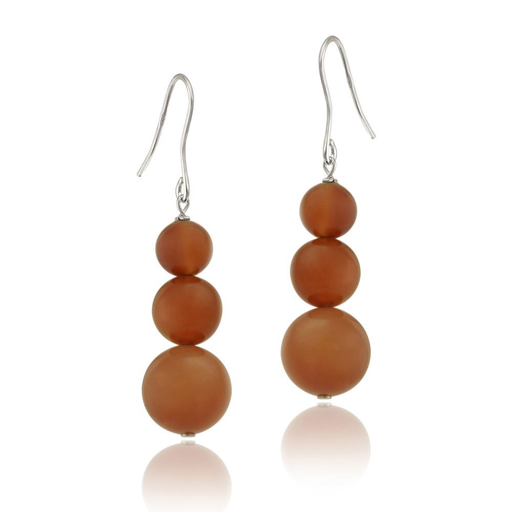 Sterling Silver Carnelian Three-Stone Drop Earrings - Grocery