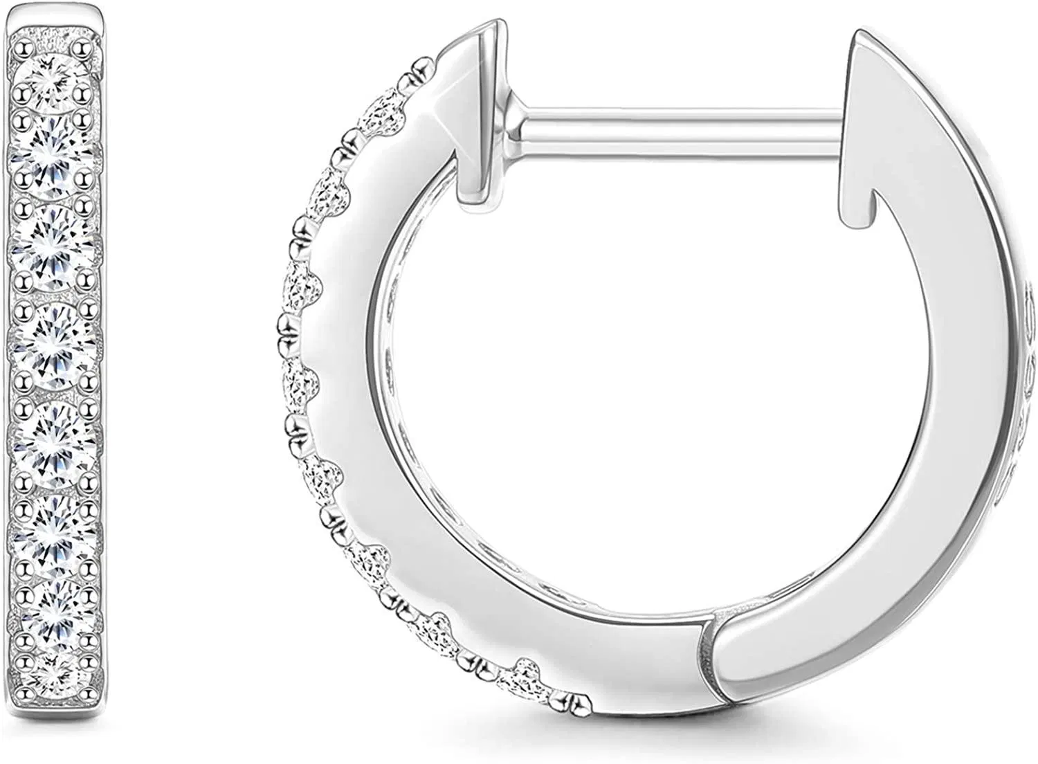 925 Sterling Silver Hoop Earrings Austria Cubic Zirconias Huggies Earrings for Women 13mm Cuff Earrings for Anniversary Birthday - Grocery