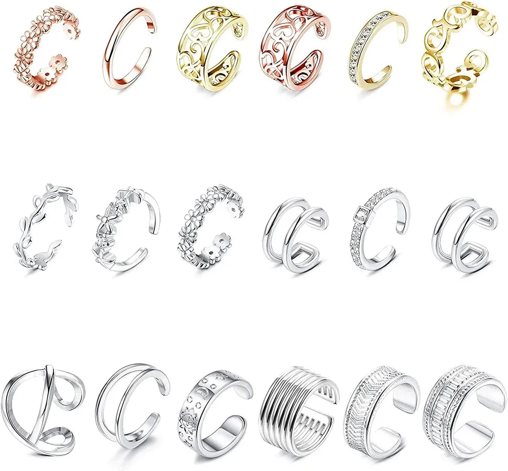 Ear Cuff Helix Cartilage Fake CZ Wrap Non Pierced Clip On Earrings for Women Men Nose Ring Huggie Hoops Non-Piercing Adjustable - Grocery