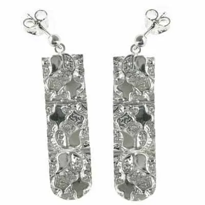 Sterling Silver Flower Design Dangle Earrings - Grocery