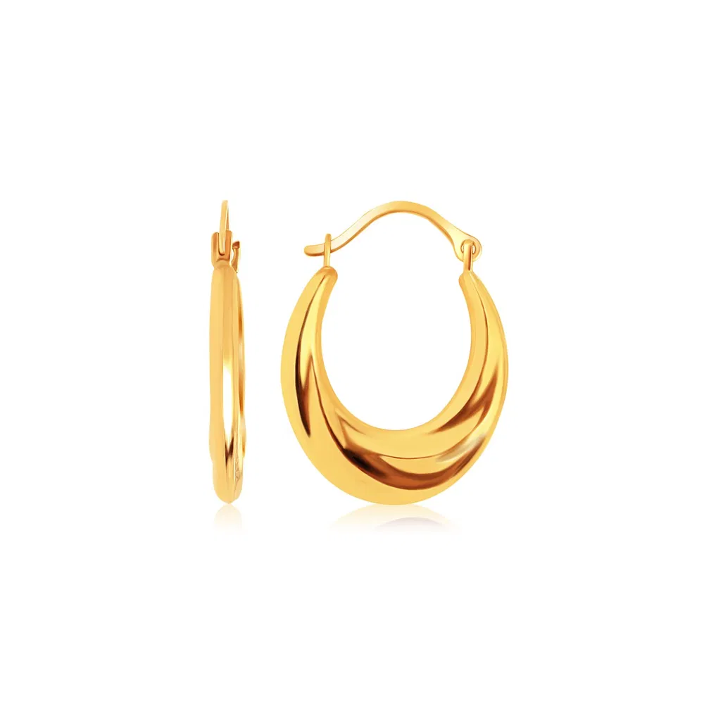 14k Yellow Gold Graduated Oval Hoop Earrings - Grocery
