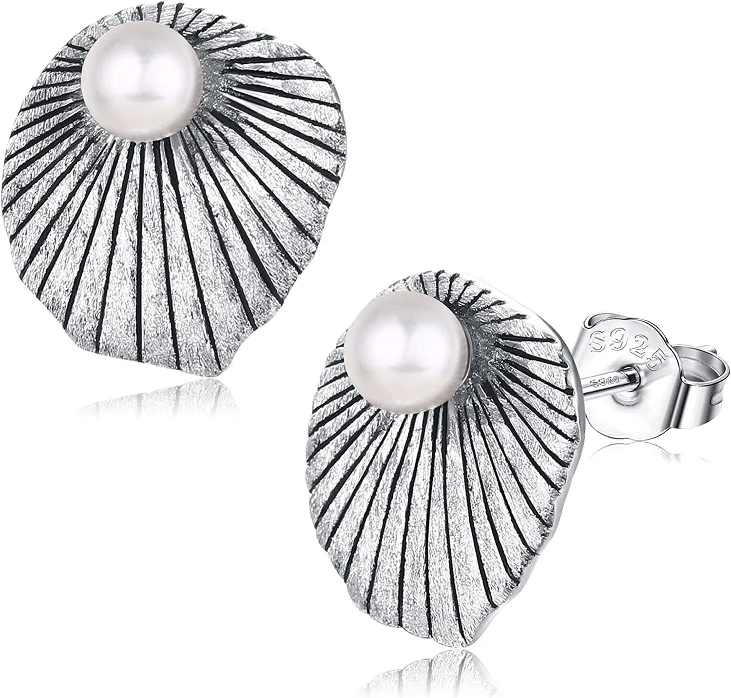 Freshwater Pearl Earrings 925 Sterling Pearl Stud Earrings for Women Cultured Pearl Earrings Pearl Stud Earrings 4MM - Grocery