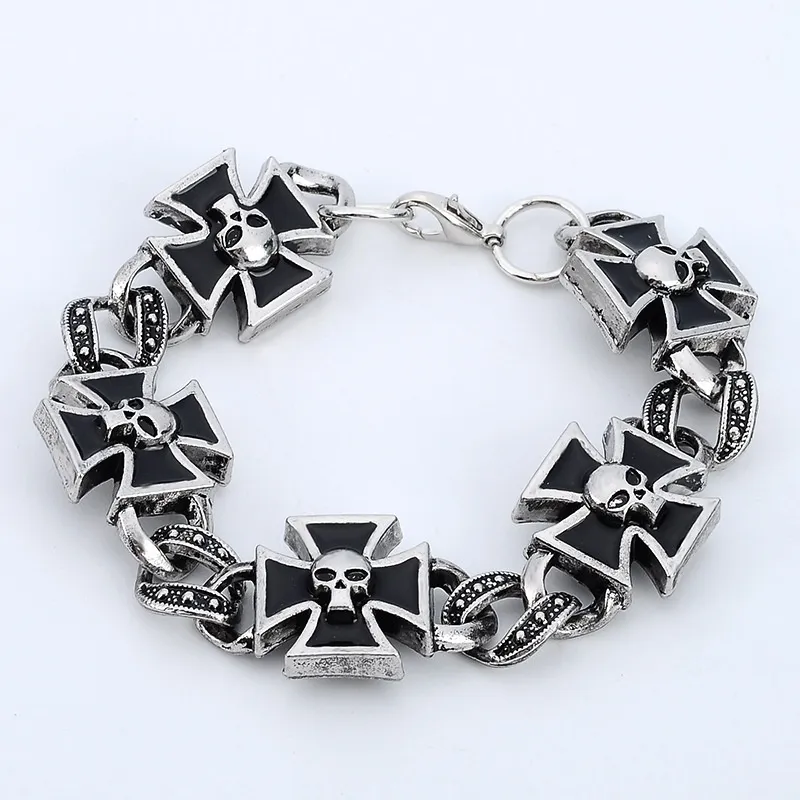New Men's Alloy Drop Oil Cross Bracelet Personality Vintage Punk - Grocery