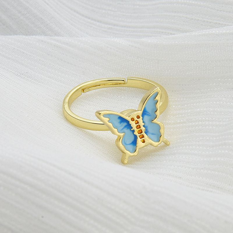 Rotatable Flower Butterfly Ring Adjustable Ring Shank Rotating Five Petal Flower Ring For Women - Grocery