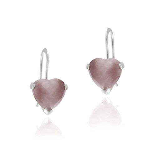 .925 Silver LAVENDER Heart DANGLE EARRINGS - Grocery