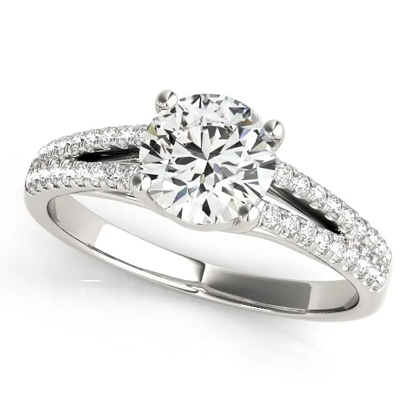 14k White Gold Split Shank Round Diamond Engagement Ring (1 1/8 cttw) - Grocery