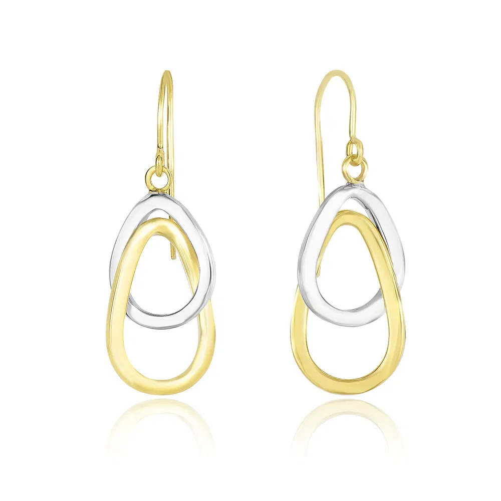 14k Two-Tone Gold Interlaced Open Teardrop Drop Earrings - Grocery