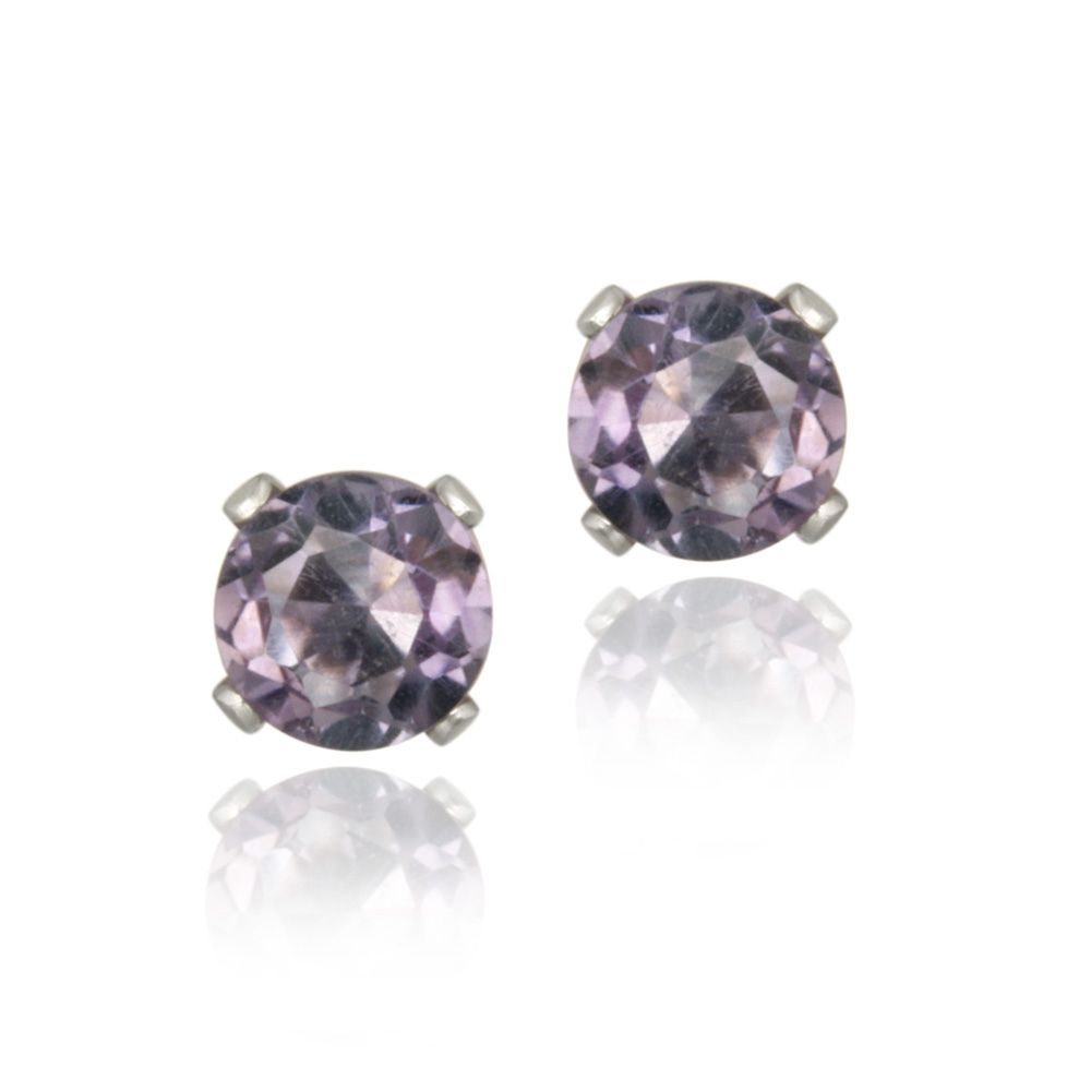 14K White Gold 4/5ct Amethyst Stud Earrings, 5mm - Grocery