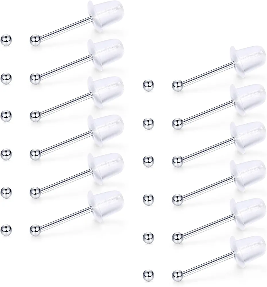 12 Pairs Tiny 1.5mm Sterling Silver Stud Earrings for Mens Womens Round Ball Earrings Set - Grocery