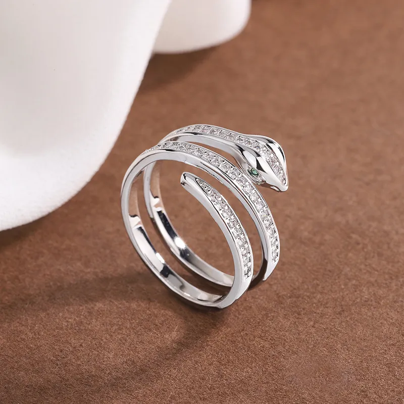 Simple Hip Hop Small Crowd Diamond High Level Snake Ring - Grocery