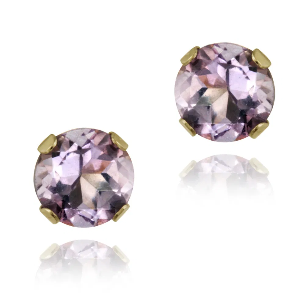 14K Yellow Gold 1/2ct Amethyst Stud Earrings, 4mm - Grocery