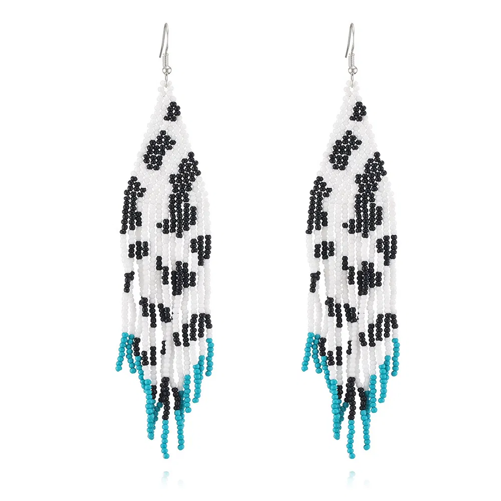 Rice Beads Hand Woven Cow Print Earpiece Female - Grocery