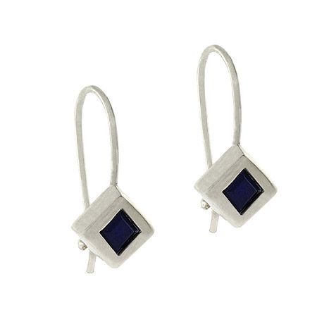 Sterling Silver Black CZ Diamond Shaped Cube Earrings - Grocery