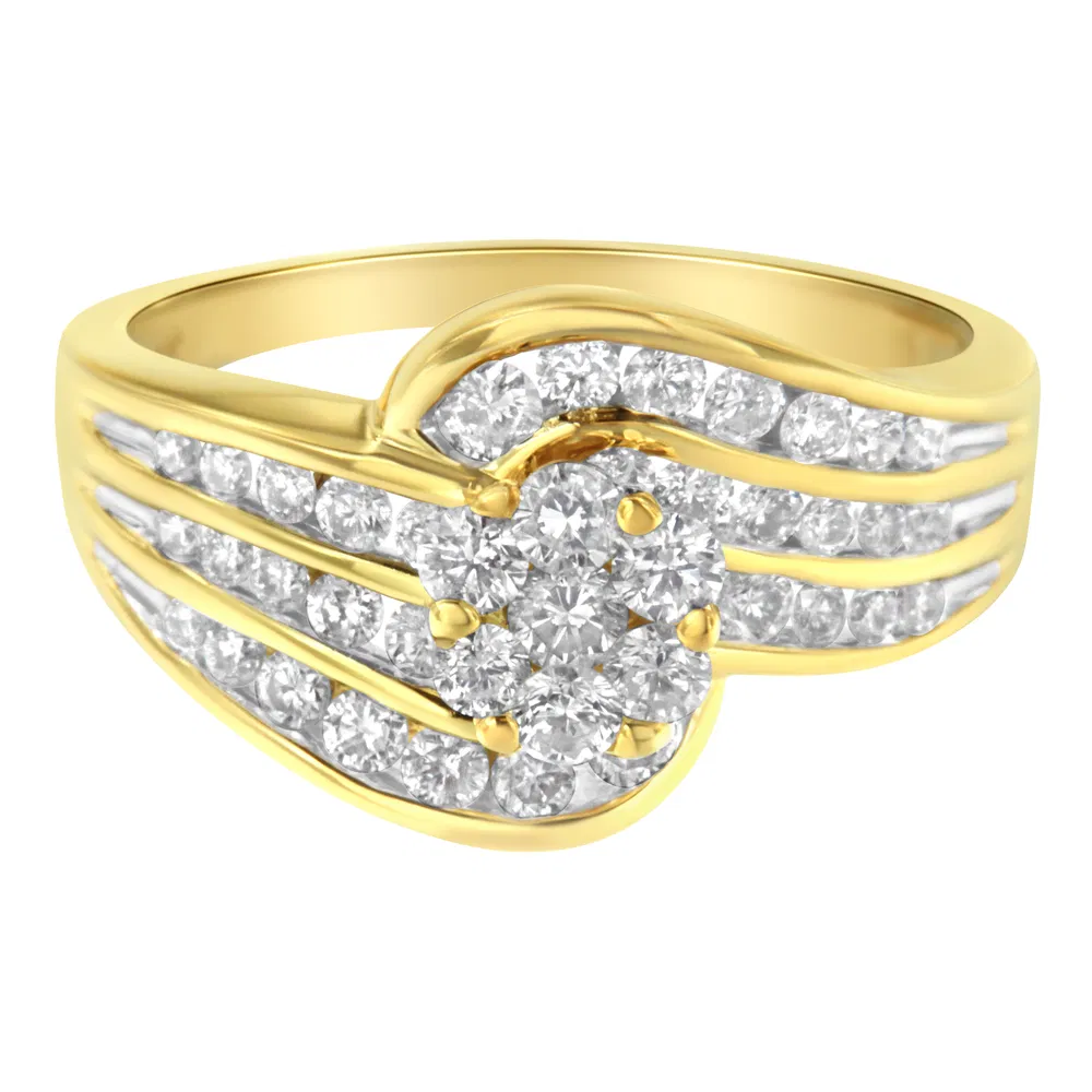 14K Yellow Gold Diamond Cocktail Bypass Ring (1 1/2 Cttw, H-I Color, SI2-I1 Clarity) - Grocery