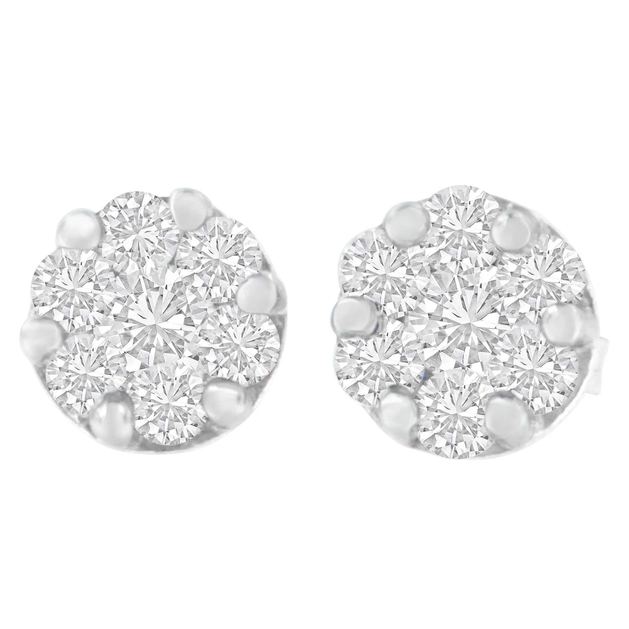 14K White Gold 1 cttw Round Cut Diamond Earrings (H-I, SI2-I1) - Grocery