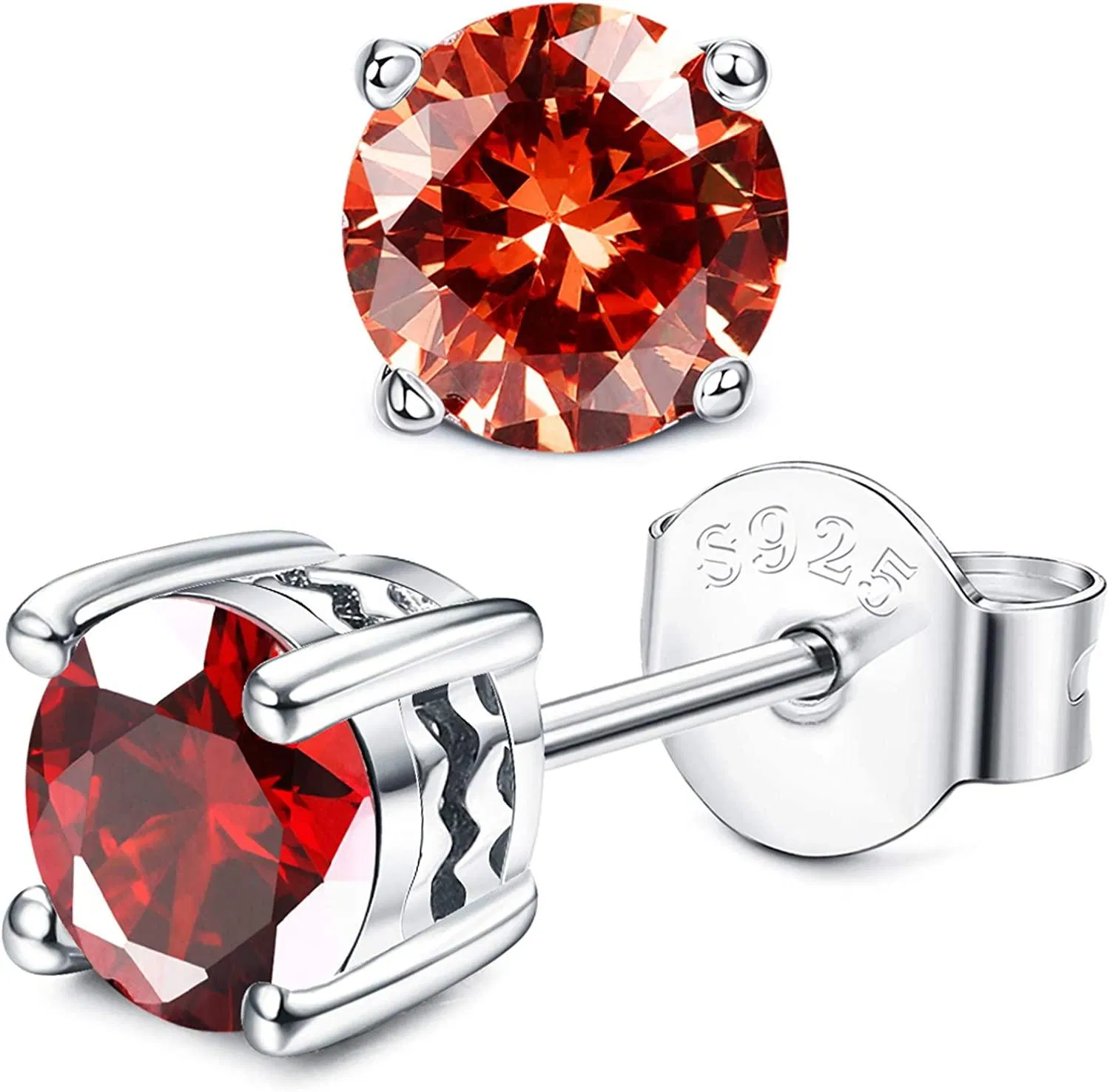 925 Sterling Silver Birthstone Earrings for Women Men Horoscope Hypoallergenic Stud Earrings - Grocery