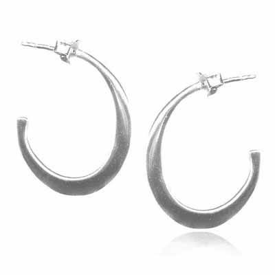 Sterling Silver Oval Hoop Earrings - Grocery