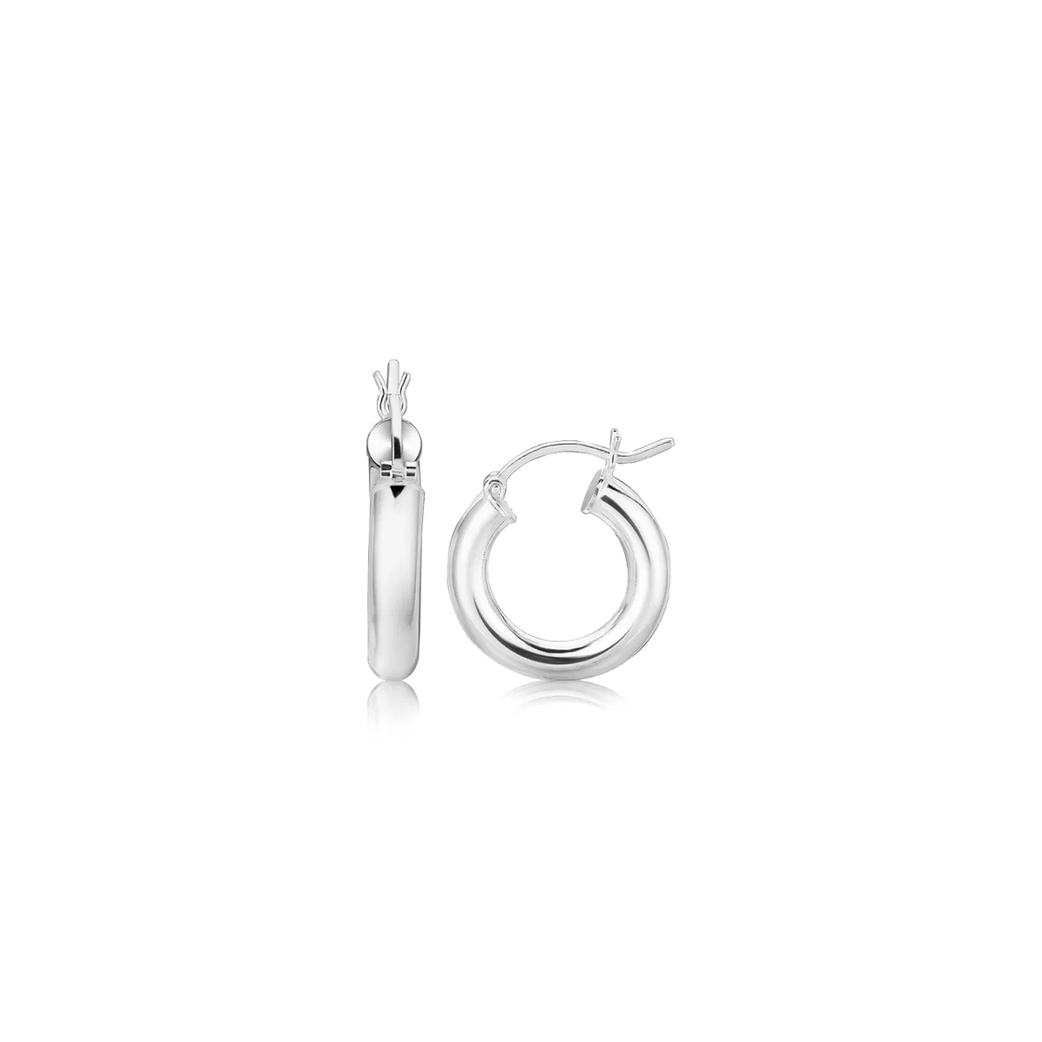 Sterling Silver Thick Polished Hoop Earrings with Rhodium Plating (2x20mm) - Grocery