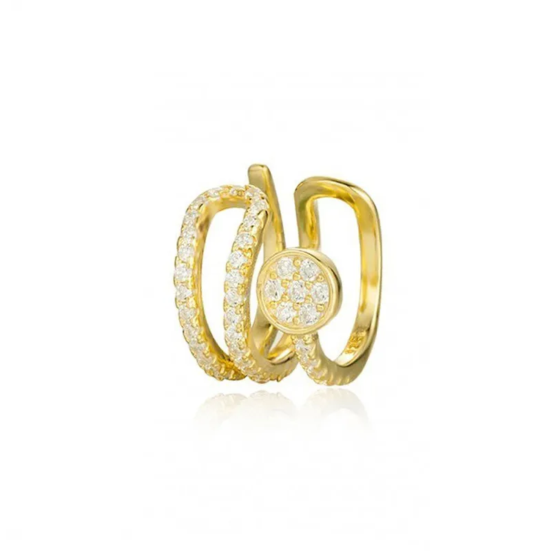 Double Layer 18k Earrings Inlaid With Zircon - Grocery