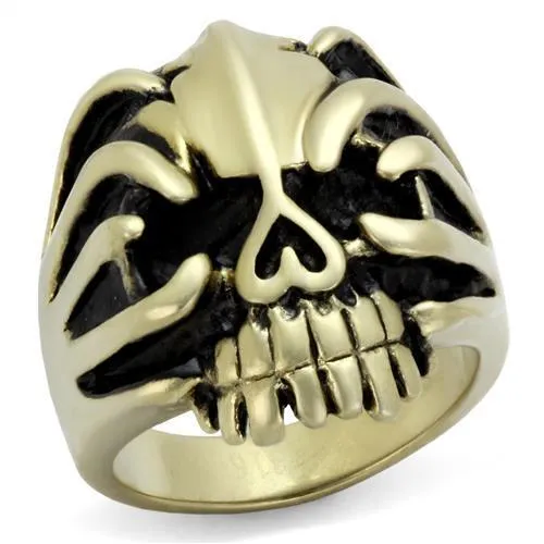 TK2463 - IP Antique Copper Stainless Steel Ring with Epoxy in Jet - Grocery