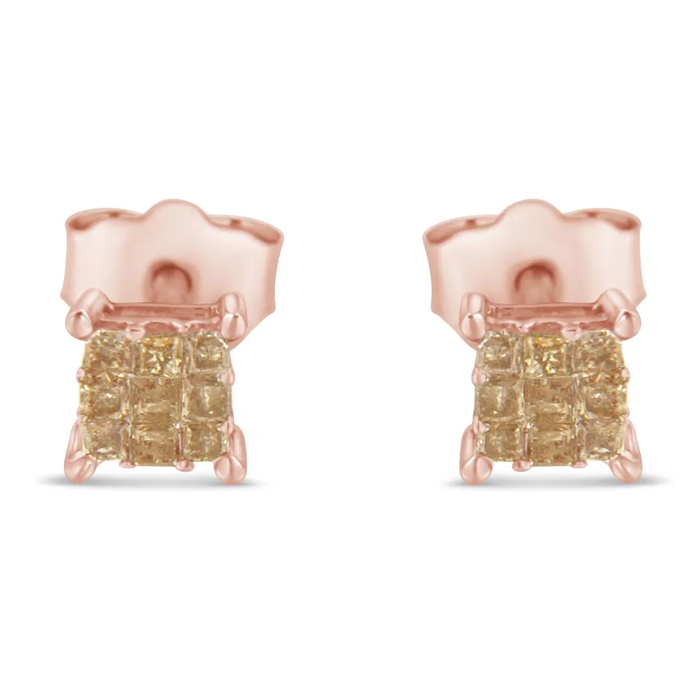 Sterling Silver Princess Diamond Stud Earring (0.25 cttw, I-J Color, I2-I3 Clarity) - Grocery