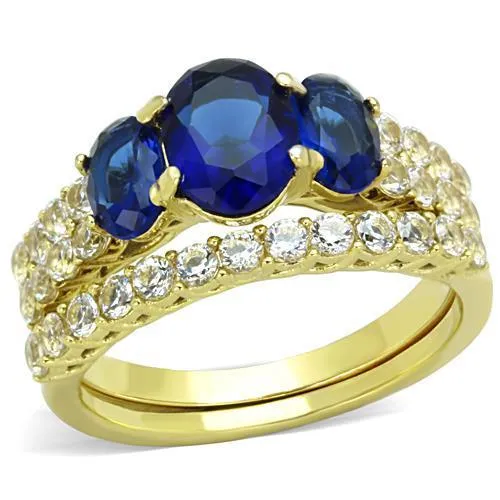 TK1720 - IP Gold(Ion Plating) Stainless Steel Ring with Synthetic Synthetic Glass in Montana - Grocery