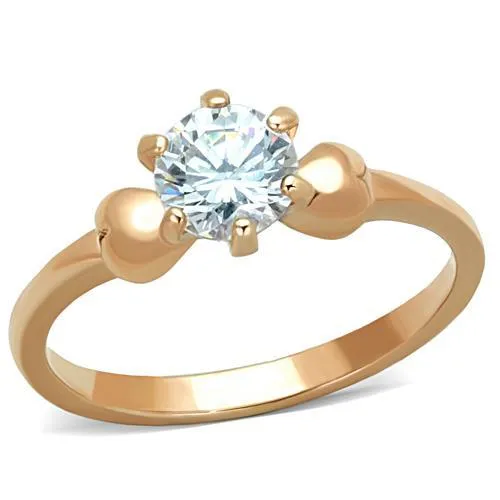 TK1596 - IP Rose Gold(Ion Plating) Stainless Steel Ring with AAA Grade CZ in Clear - Grocery