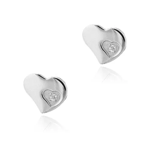Stainless Steel CZ Floating Heart Stud Earrings - Grocery
