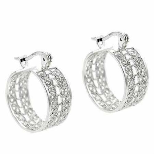 Sterling Silver Filigree 23mm Hoop Earrings - Grocery