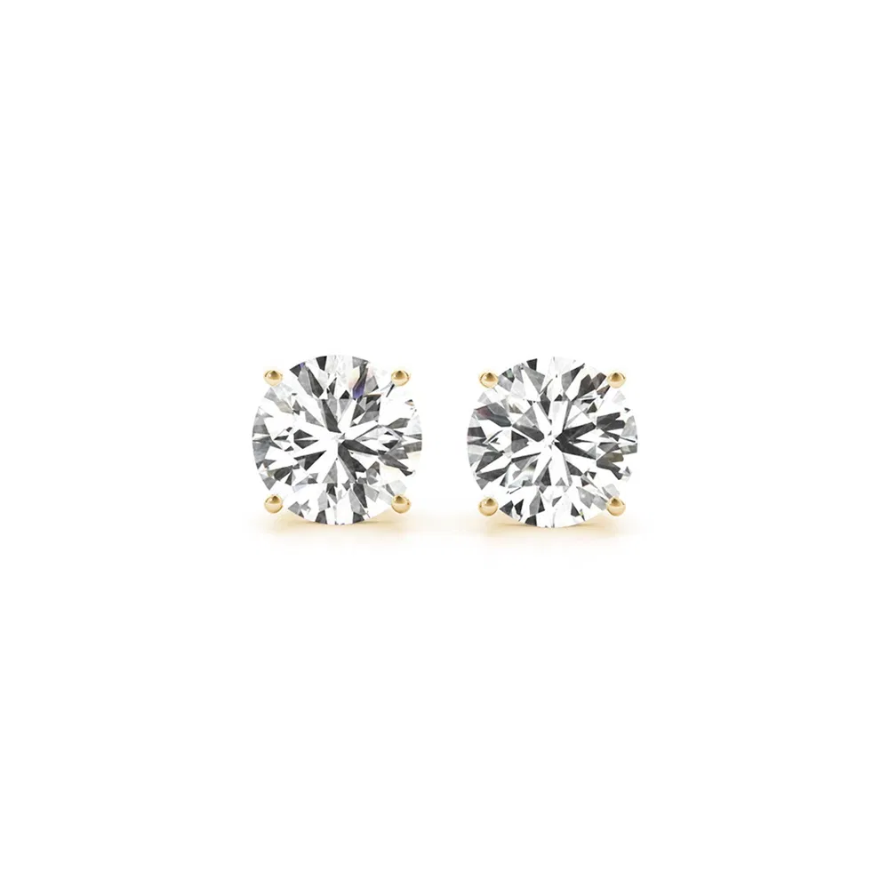 3 cttw Certified IGI Lab Grown Round Diamond Stud Earrings 14k Yellow Gold (G/VS2) - Grocery
