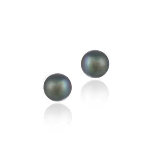 Sterling Silver Freshwater Cultured Peacock Button Pearl 5.5-6mm Stud Earrings - Grocery