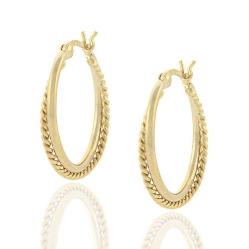 18K Gold over Sterling Silver Braided Design Hoop Earrings - Grocery