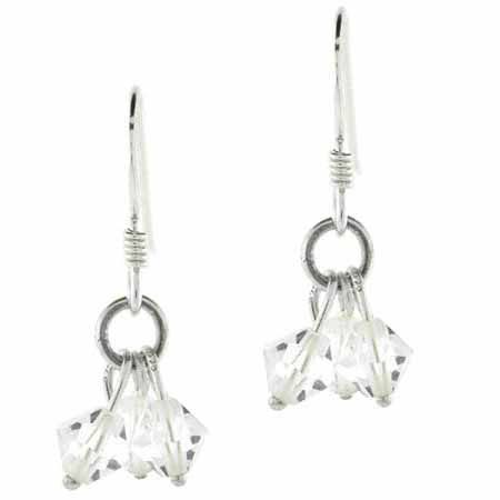 Sterling Silver Genuine Swarovski Elements Cluster Dangle Earrings - Grocery