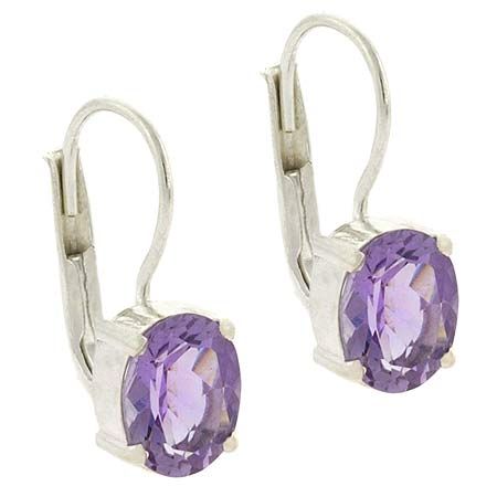 Large Sterling Silver Genuine Amethyst stone LeverBack Lever Back Earrings - Grocery