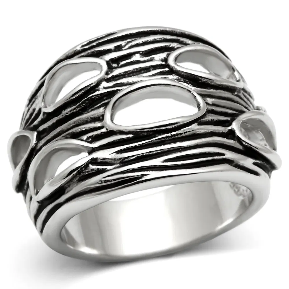 3W188 - Rhodium Brass Ring with No Stone - Grocery