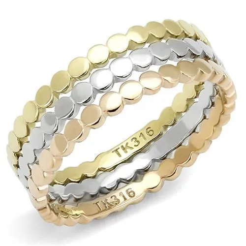 TK3180 - IP Gold & IP Rose Gold (Ion Plating) Stainless Steel Ring with No Stone - Grocery