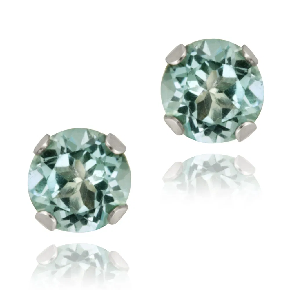 14K White Gold 3/5ct Blue Topaz Stud Earrings, 4mm - Grocery