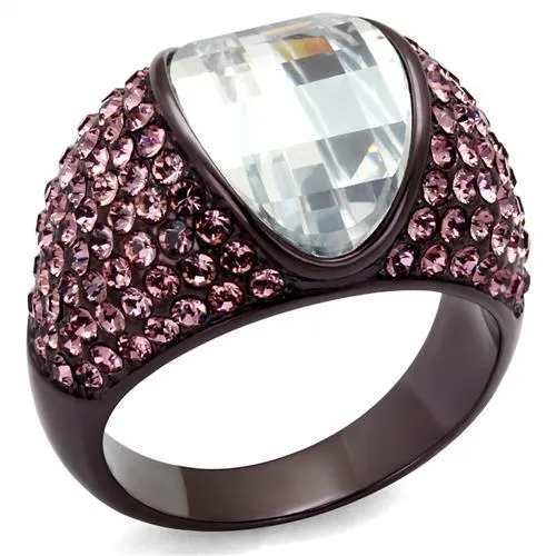 TK1692DC - IP Dark Brown (IP coffee) Stainless Steel Ring with AAA Grade CZ in Clear - Grocery