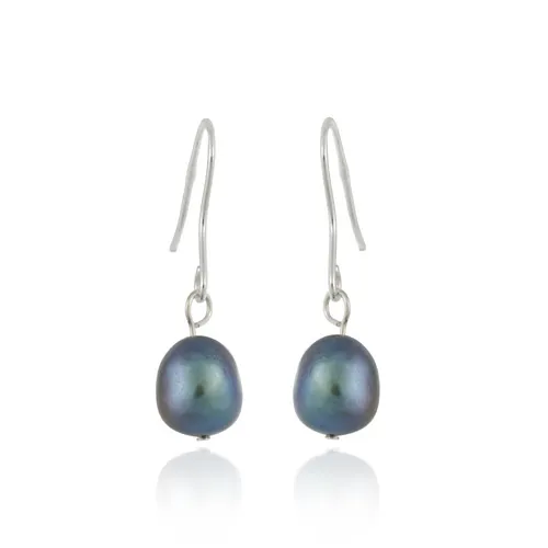 Sterling Silver Baroque Freshwater Cultured Peacock Pearl Earrings - Grocery